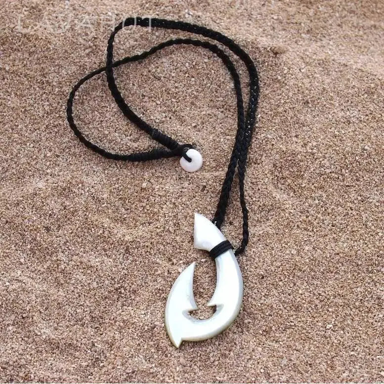 Hawaiian Fish Hook Necklaces, Maori Bone Carving Necklace