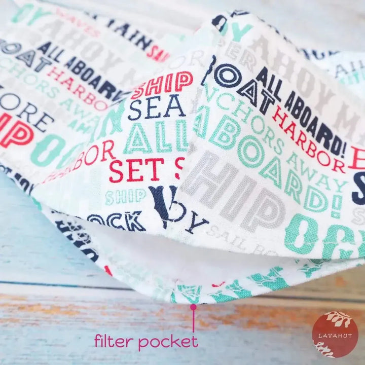 Adjustable + Filter Pocket • White Beach Days - Made in Hawaii