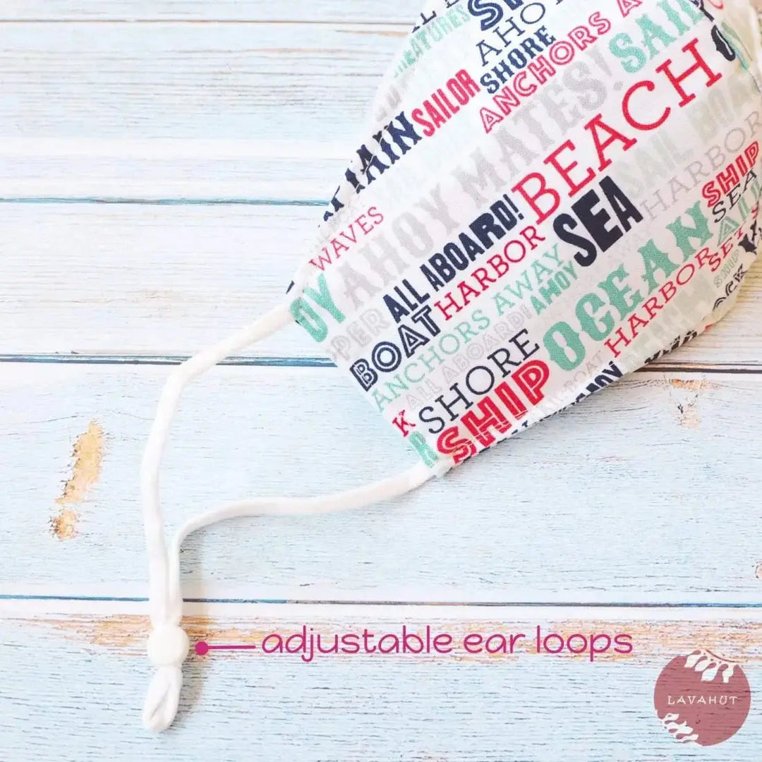 Adjustable + Filter Pocket • White Beach Days - Made in Hawaii