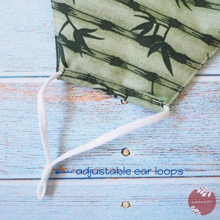 Adjustable Tropical Face Mask • Green Bamboo Grove - Made in Hawaii