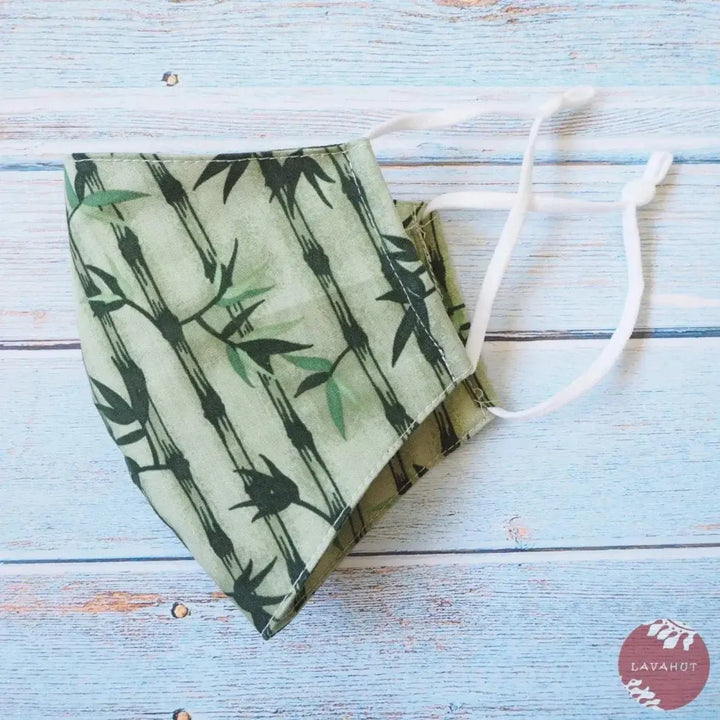 Adjustable Tropical Face Mask • Green Bamboo Grove - Made in Hawaii
