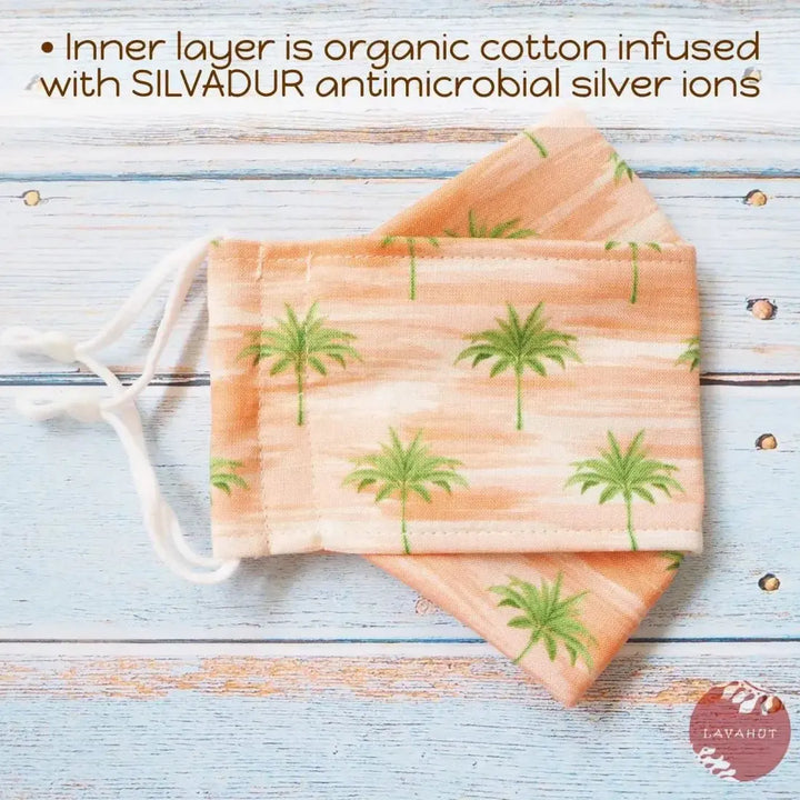 Antimicrobial Silvadur™ + Origami 3d Face Mask • Orange Coconut Grove - Made in Hawaii