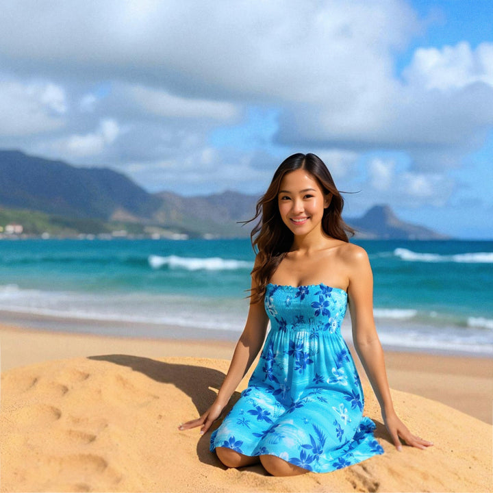 Aurora Blue Moonkiss Hawaiian Dress Made in Hawaii