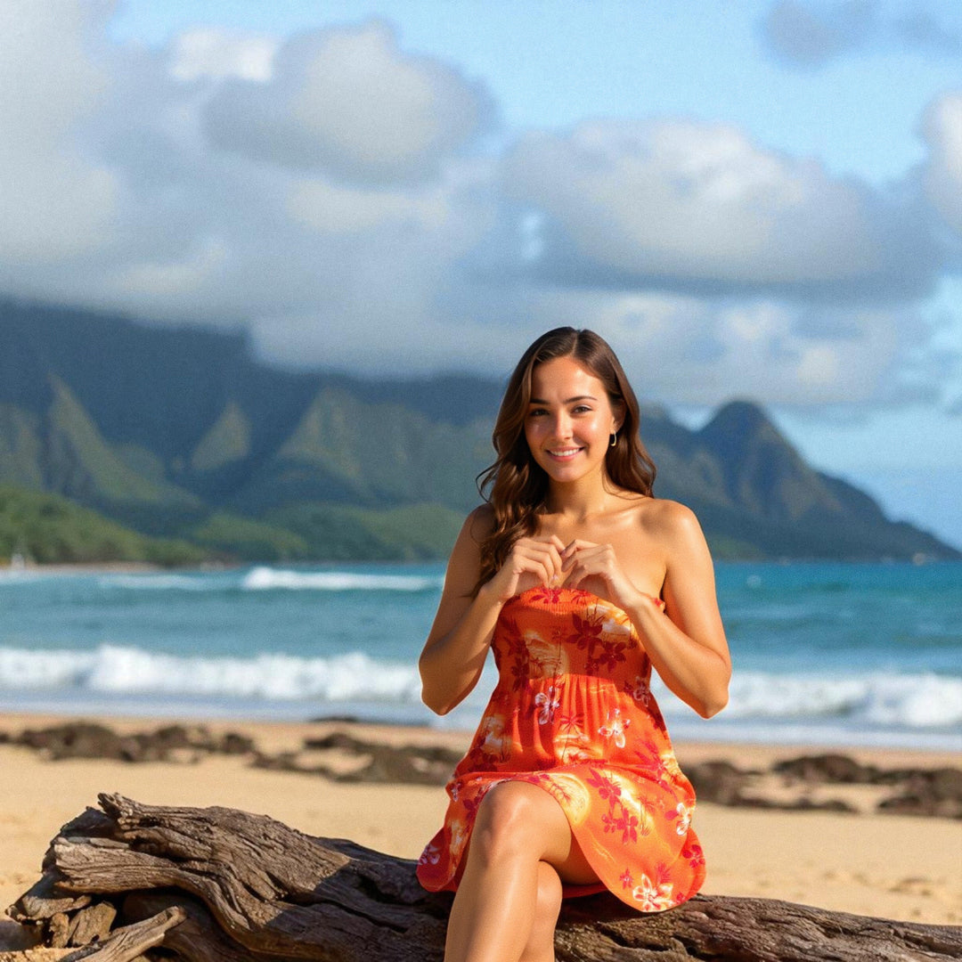 Aurora Orange Moonkiss Hawaiian Dress - Made in Hawaii