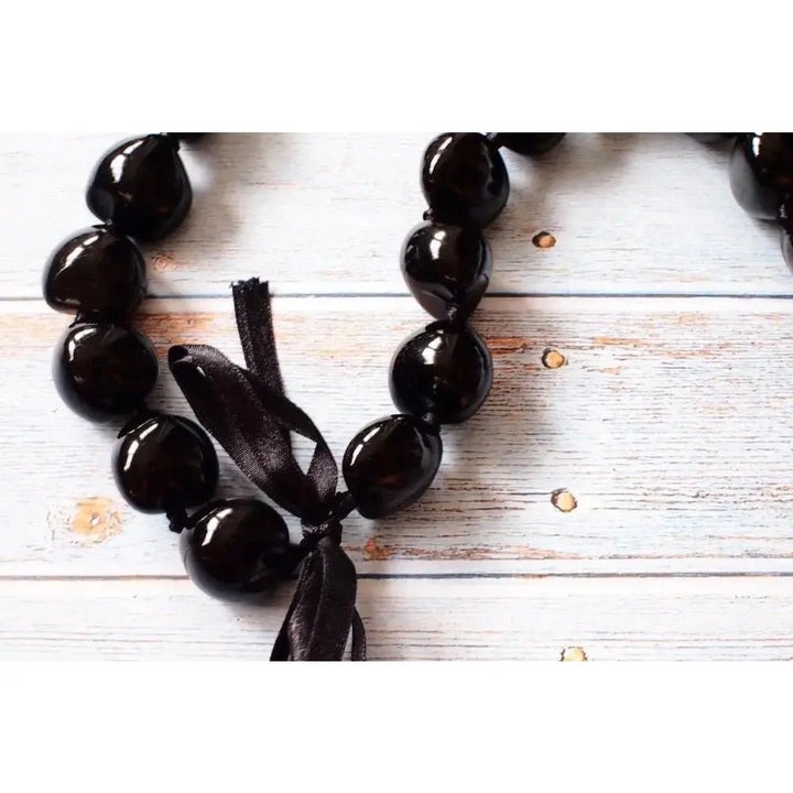 Black Kukui Nut Hawaiian Lei - Made in Hawaii