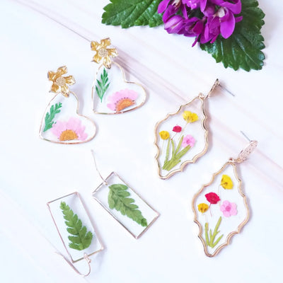 Blooming Floral Glass Drop Earrings - Made In Hawaii