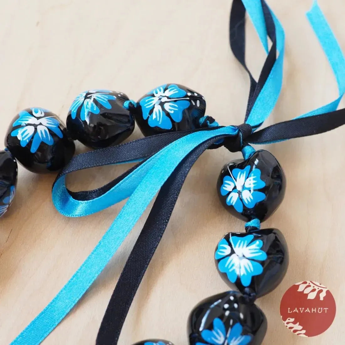 Blue Hibiscus Black Kukui Nut Hawaiian Lei Accessory – Lavahut