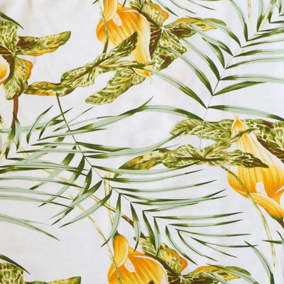 Calla White Hawaiian Rayon Fabric By The Yard - Made In Hawaii