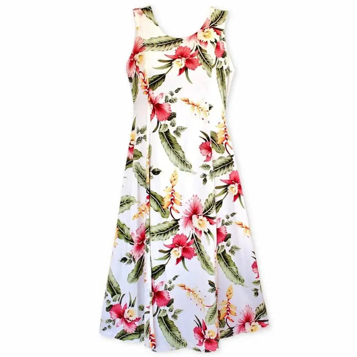 Cloud Cream Darling Hawaiian Midi Dress Made in Hawaii