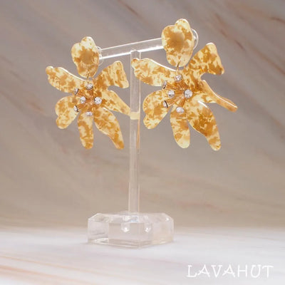 Daffodil Confetti Gold Drop Earrings - Made In Hawaii