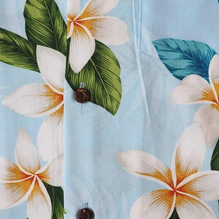Escape Blue Hawaiian Rayon Shirt Made in Hawaii