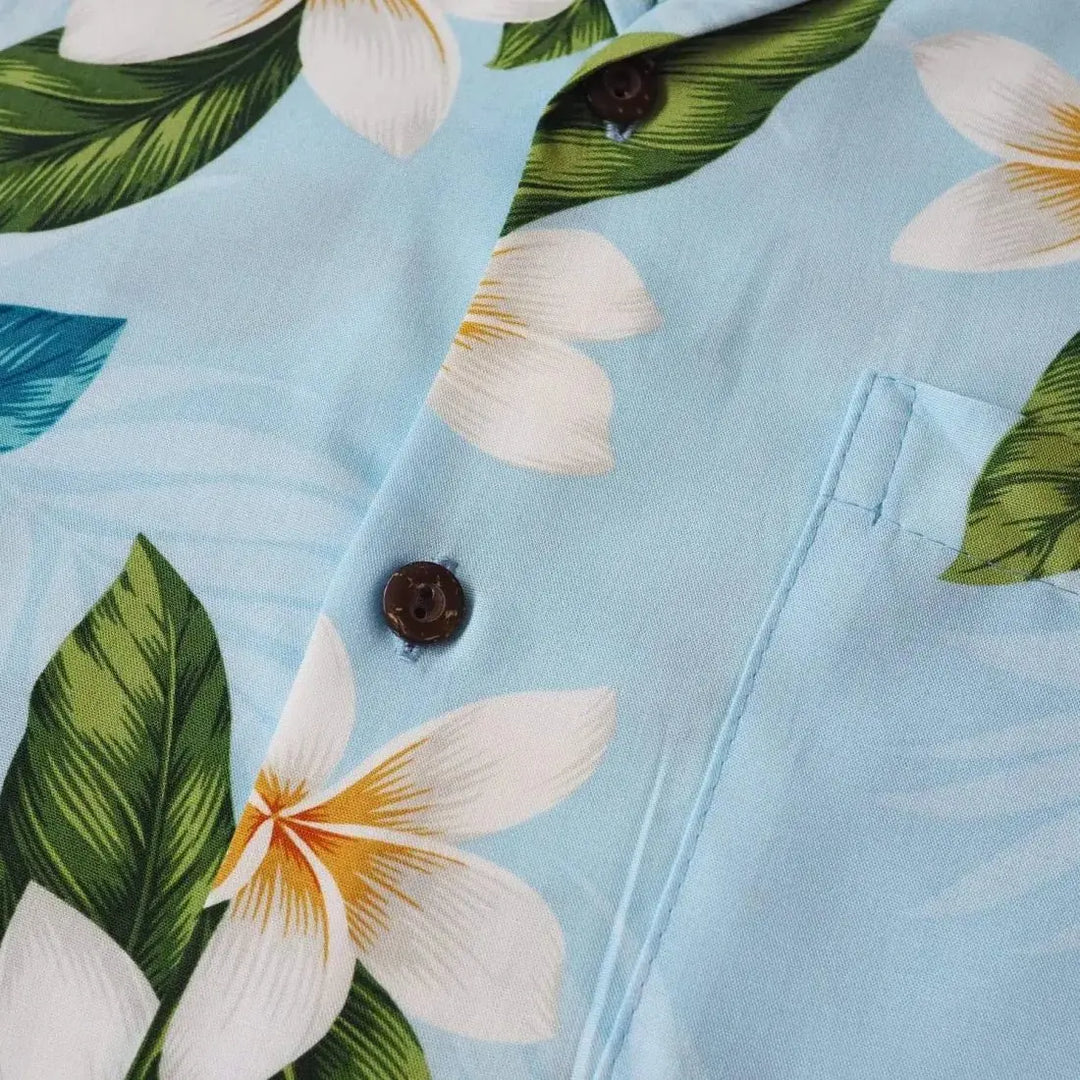 Escape Blue Hawaiian Rayon Shirt Made in Hawaii