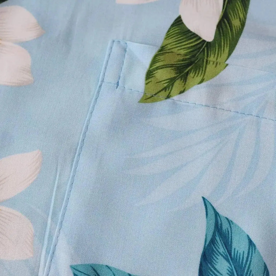 Escape Blue Hawaiian Rayon Shirt Made in Hawaii