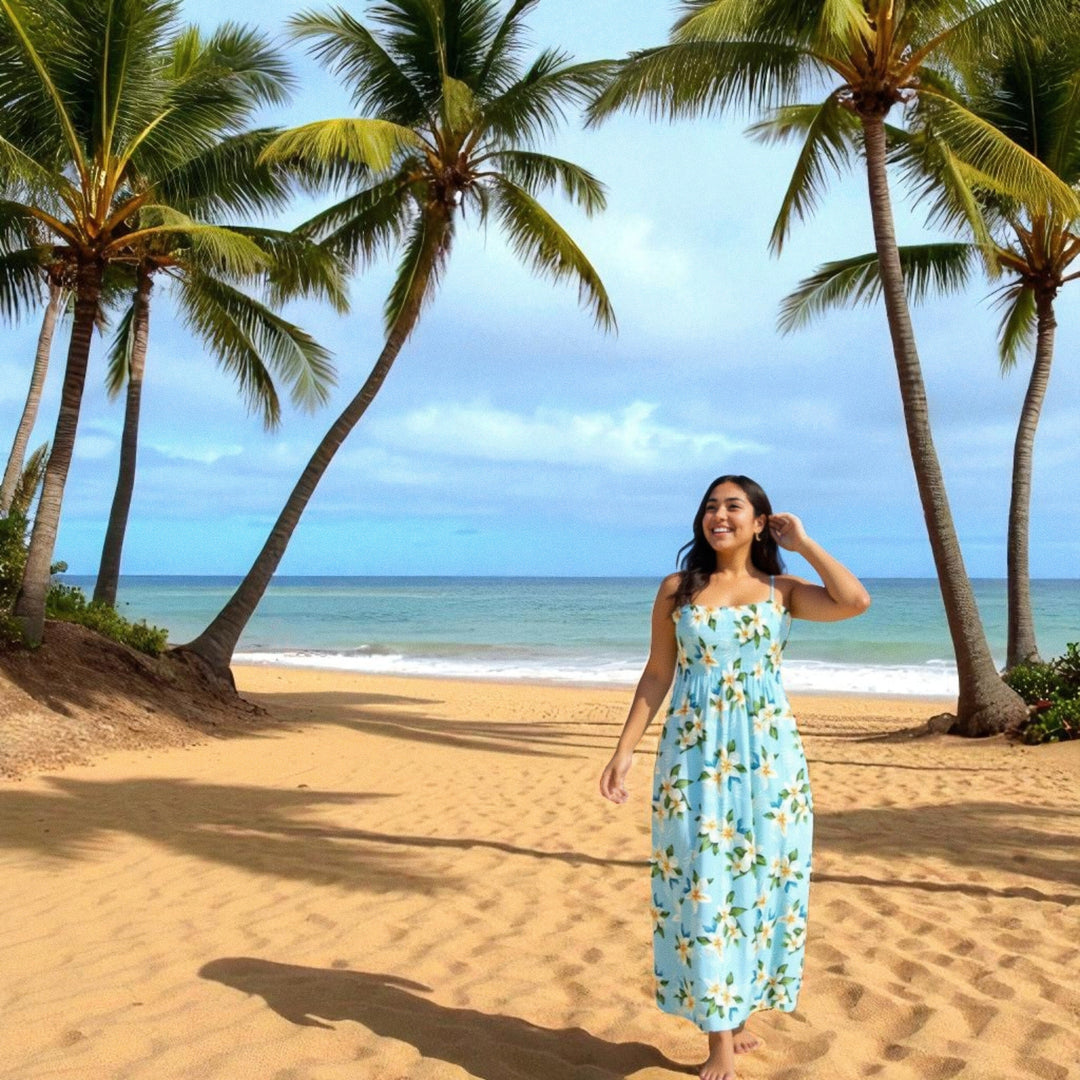 Escape Blue Maxi Hawaiian Dress Made in Hawaii