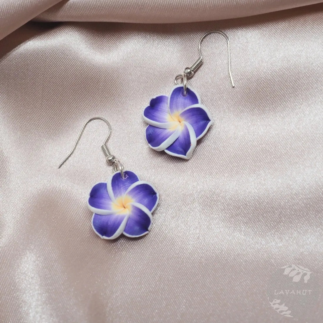Flirty Plumeria Purple Drop Earrings - Made In Hawaii
