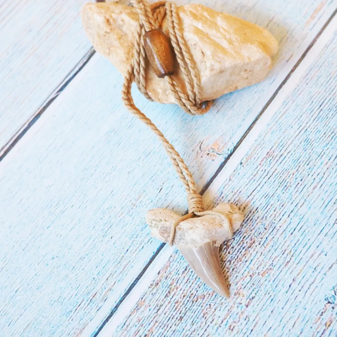 Fossil Shark Tooth Hawaiian Pendant Necklace - Made In Hawaii