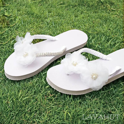 Harmony White Bridal Flip Flops - Made In Hawaii