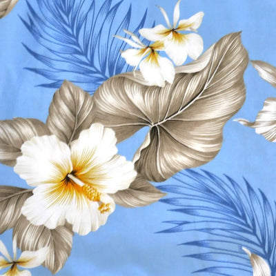 Hibiscus Joy Blue Cotton Hawaiian Tea Muumuu Dress - Made In Hawaii