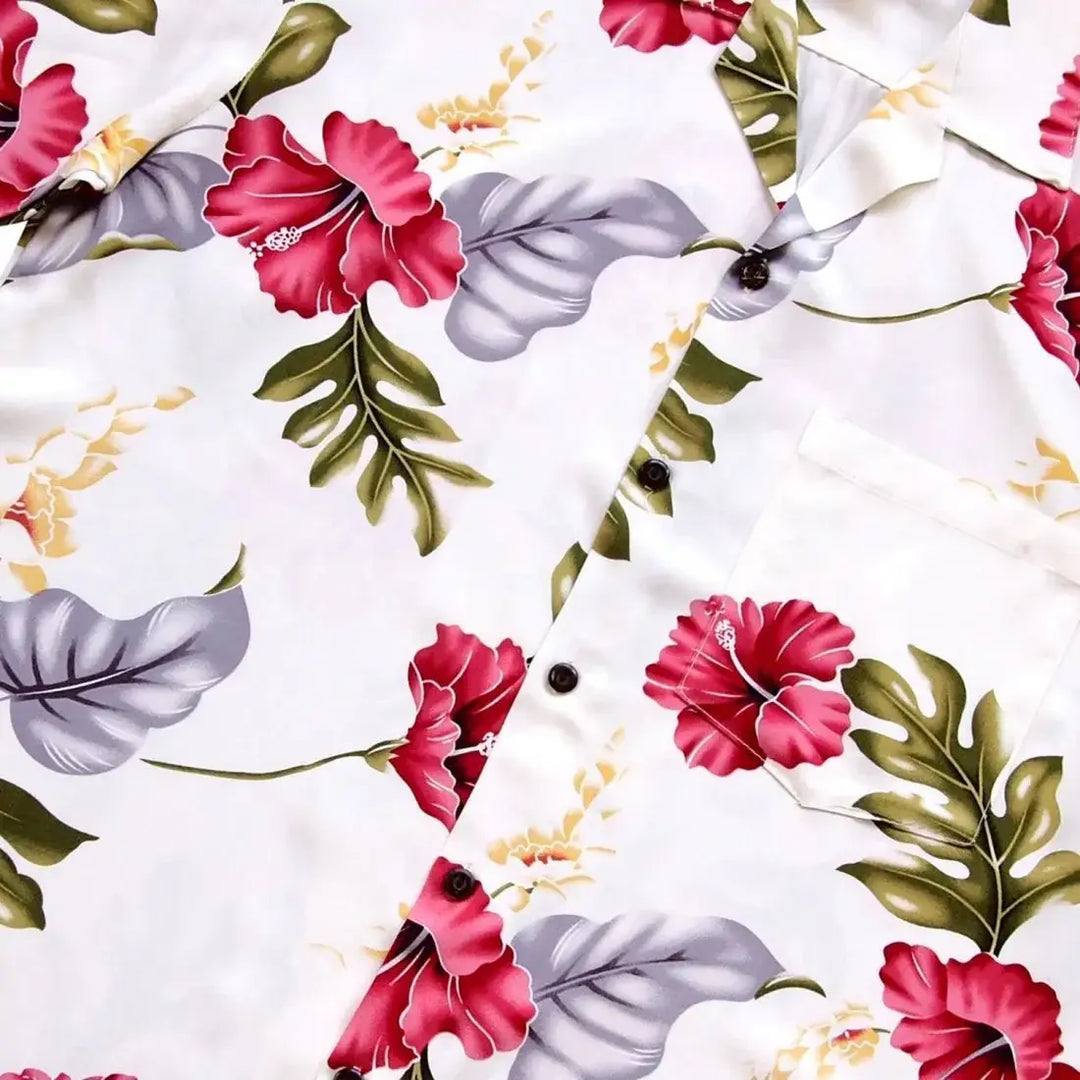 Honeymoon Cream Hawaiian Rayon Shirt Made in Hawaii