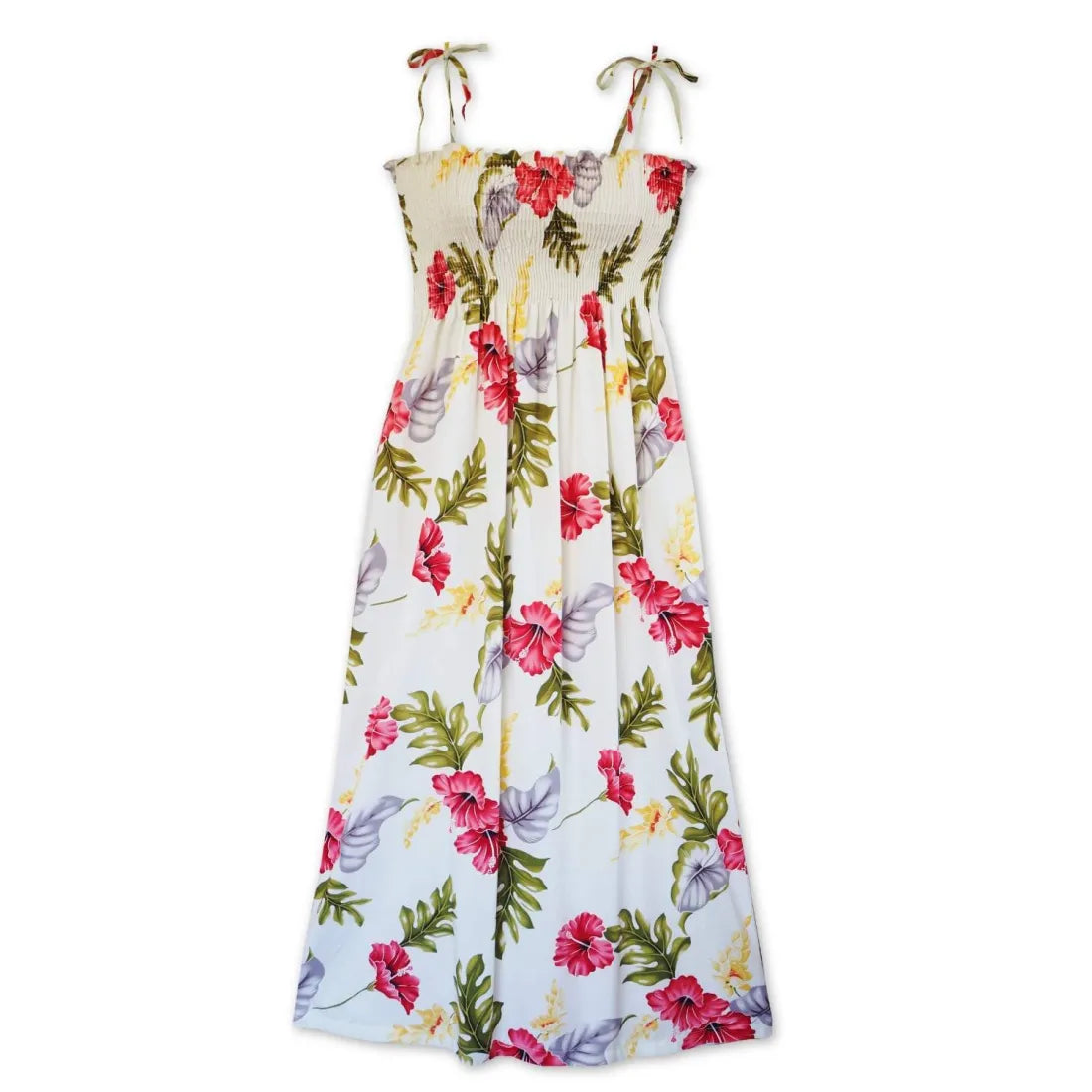 Honeymoon Cream Maxi Hawaiian Dress | Floral Smocked Design | Made in  Honolulu – Lavahut