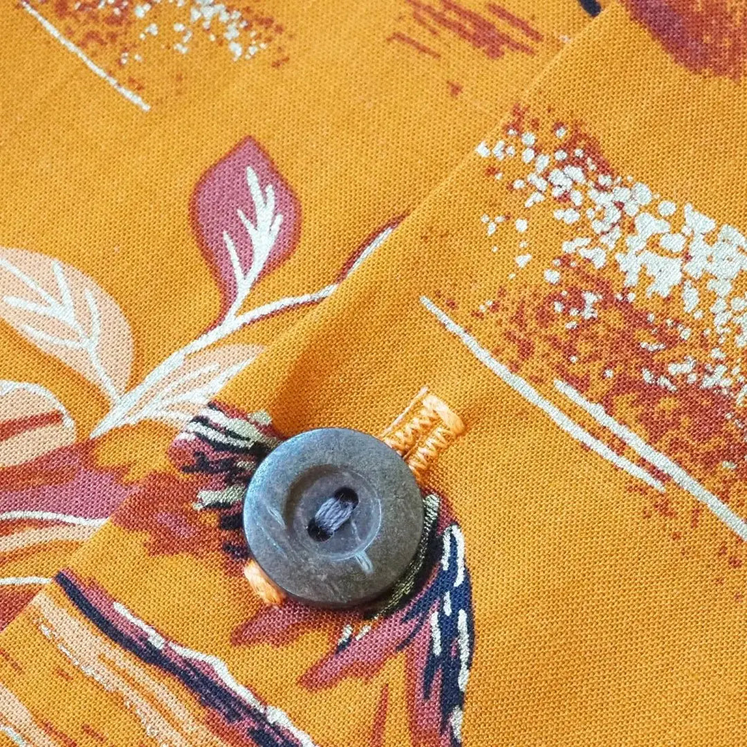 Honolulu Orange Hawaiian Rayon Shirt Made in Hawaii