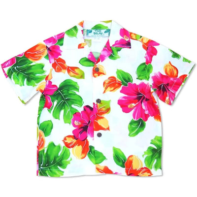 Hoopla White Hawaiian Boy Shirt - Made In Hawaii