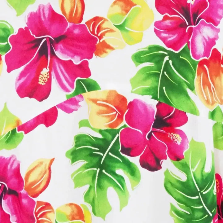 Hoopla White Lehua Hawaiian Dress Made in Hawaii