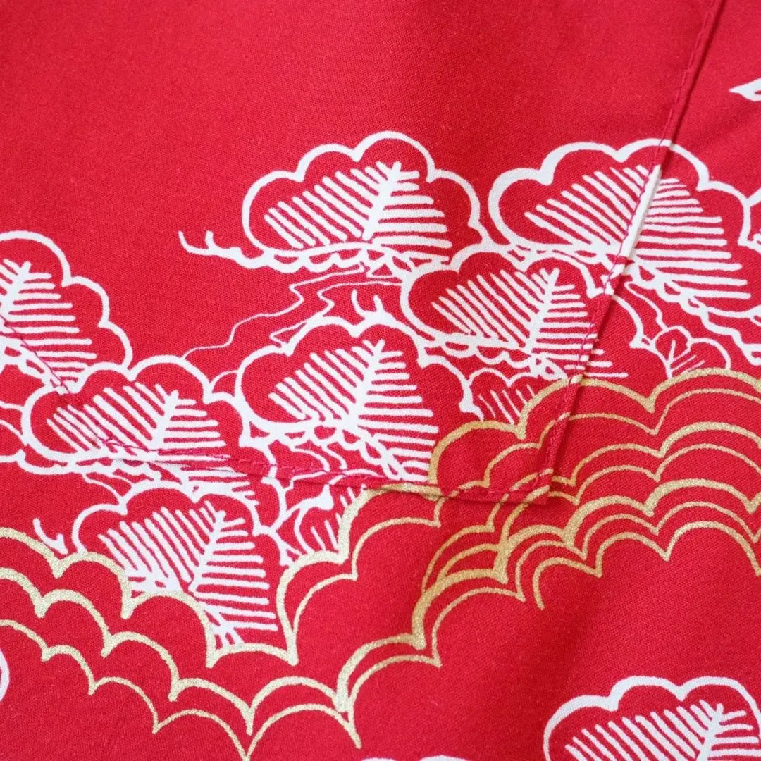 Island Breeze Crane Red Hawaiian Rayon Shirt Made in Hawaii