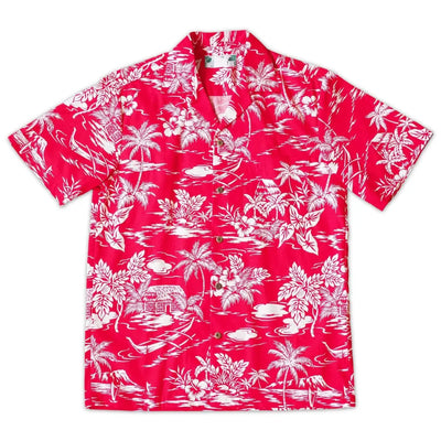 Island Red Hawaiian Cotton Shirt - Made In Hawaii