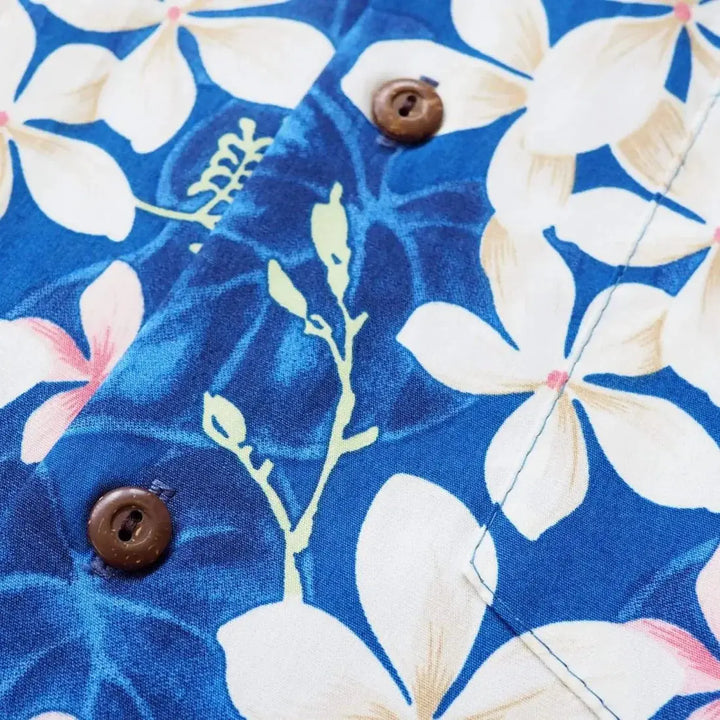 Kuulei Blue Hawaiian Cotton Shirt Made in Hawaii