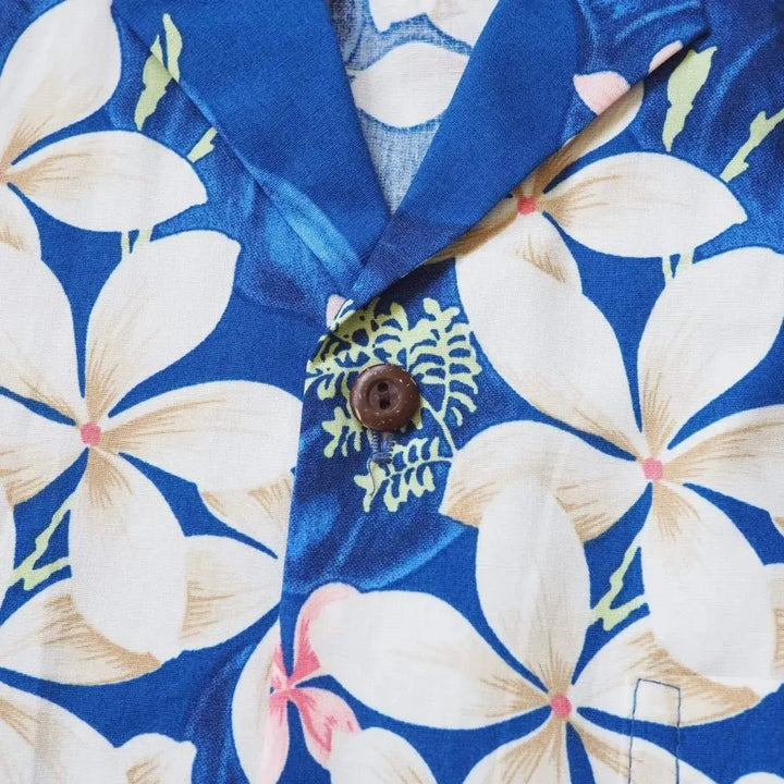 Kuulei Blue Hawaiian Cotton Shirt Made in Hawaii
