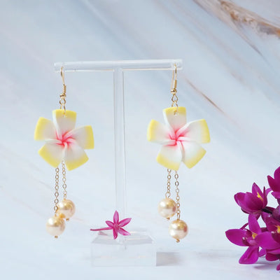 Lucky Plumeria Yellow Drop Earrings - Made In Hawaii