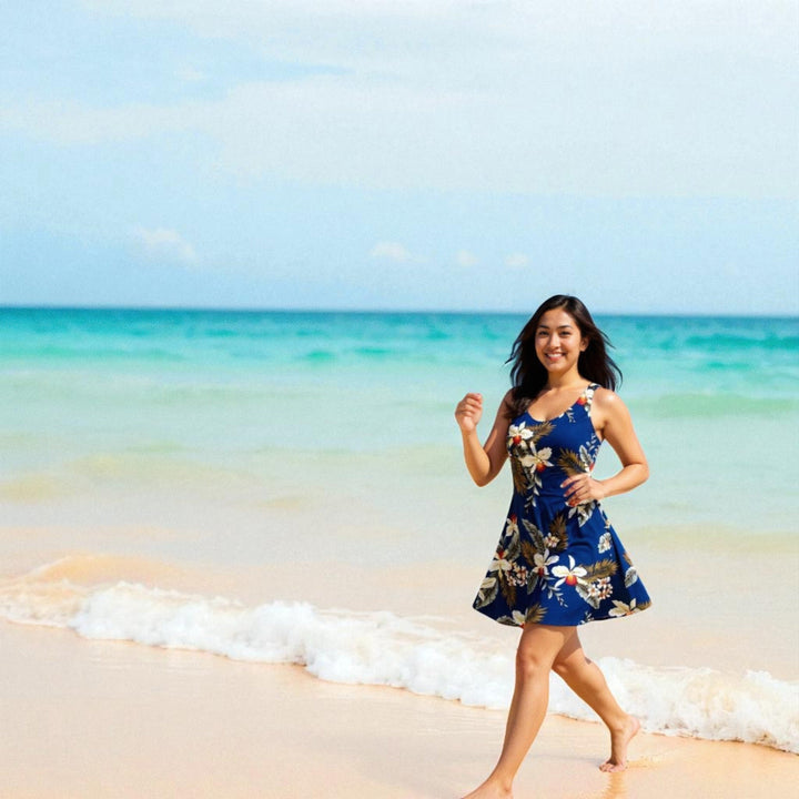 Majestic Blue Fiesta Hawaiian Dress Made in Hawaii