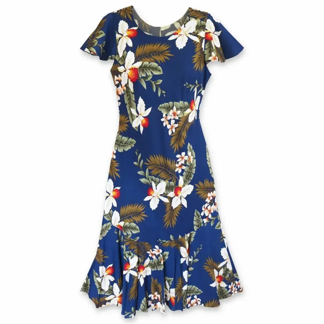 Majestic Blue Malia Hawaiian Tea-Length Dress S / Blue