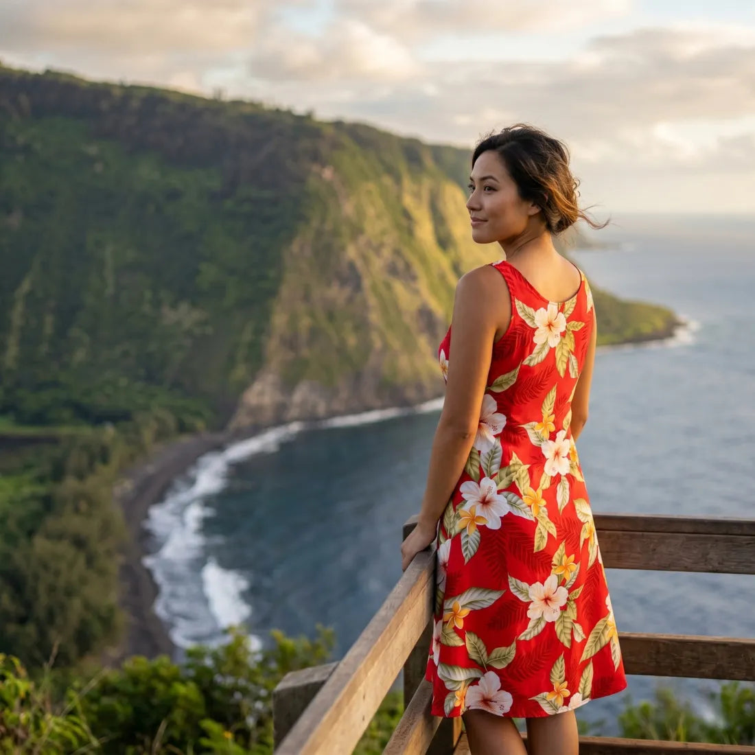 Makaha Red Fiesta Hawaiian Dress for Tropical Elegance XL / Red