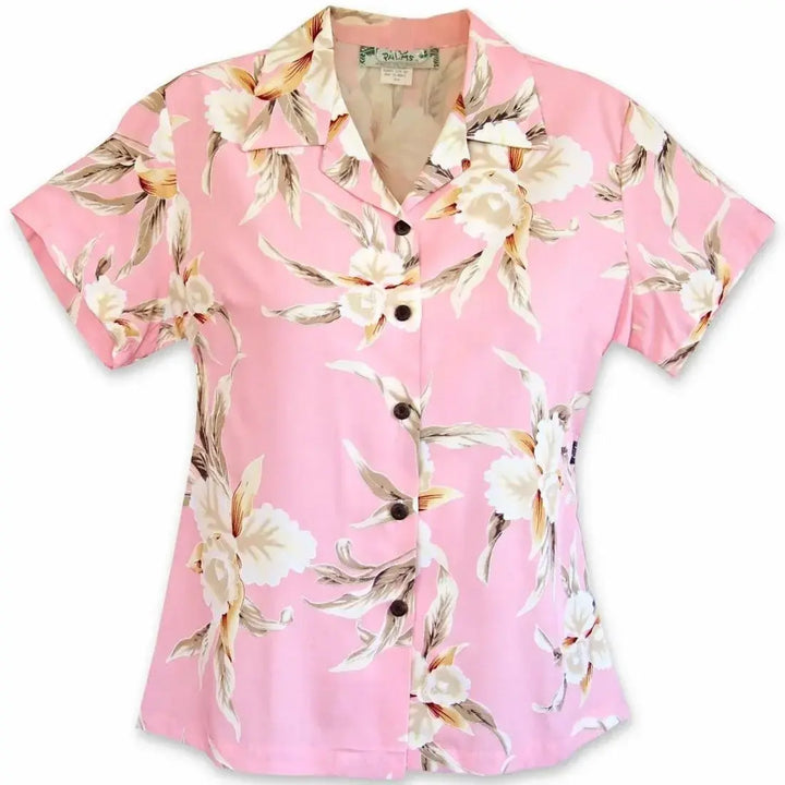 Mele Pink Women’s Hawaiian Rayon Shirt Made in Hawaii
