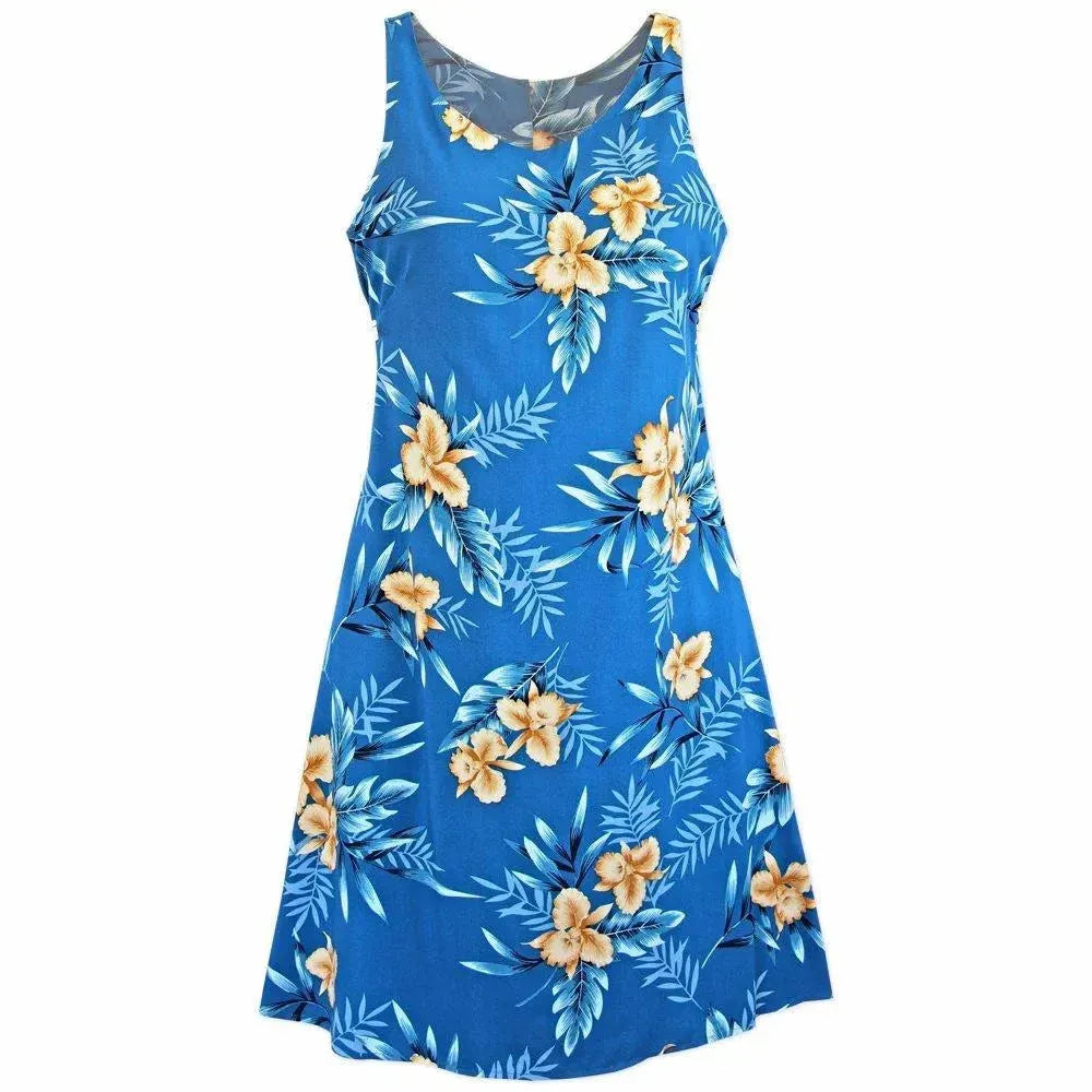 chinese dress ladies Pink Hibiscus Ladies Tropical Hawaiian Aloha Tie Front Dress Aqua 2X / Aqua main image 0