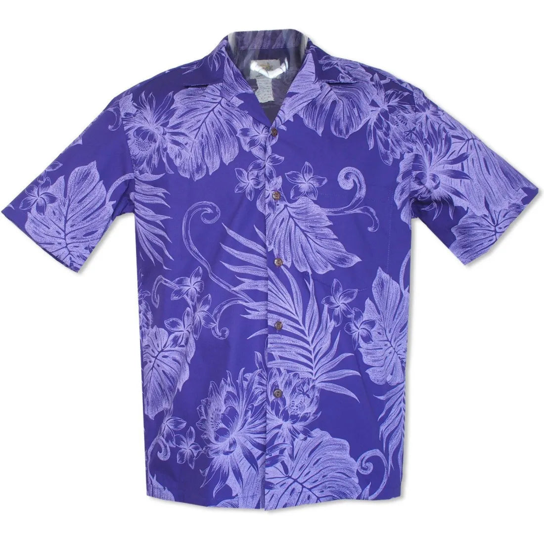 Monstera Cereus Purple Hawaiian Cotton Shirt - Made In Hawaii