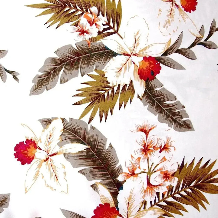 Moon White Women’s Hawaiian Rayon Shirt Made in Hawaii