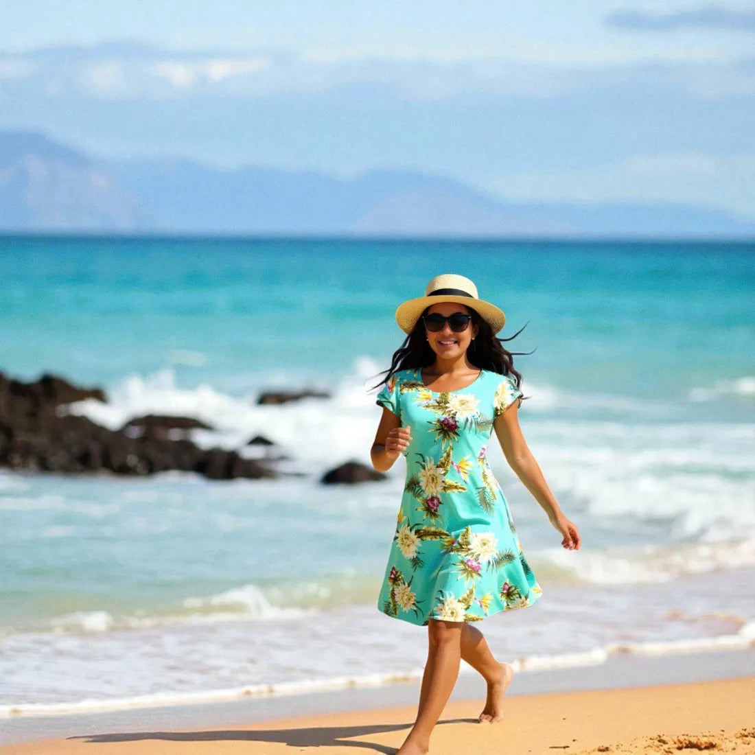 teal holiday dresses Cecilia Kids Flower Dress Turquoise Turquoise / 4/6