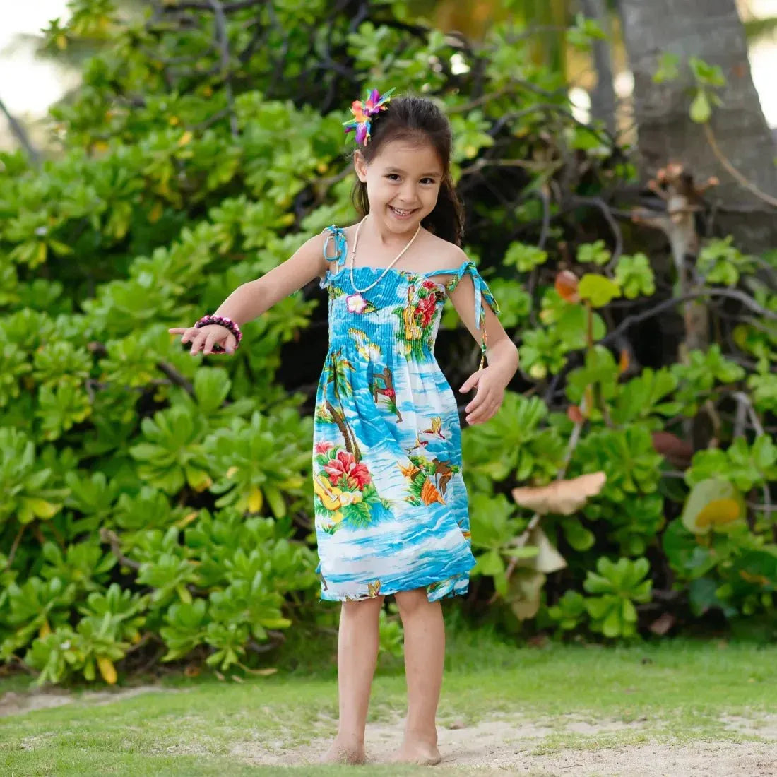 blue life dress Ocean Life Sunkiss Hawaiian Girl Dress in Light Blue L (10