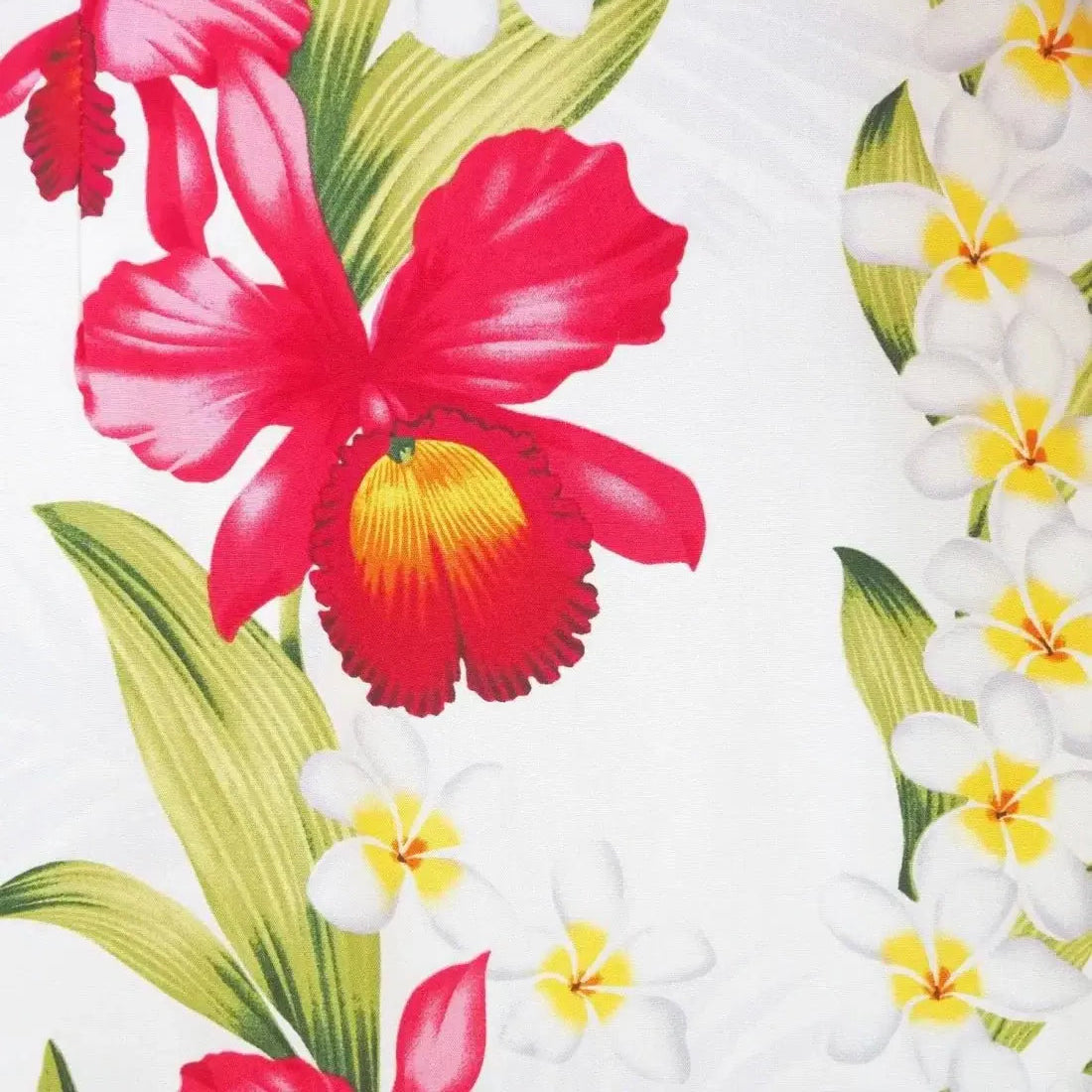 Orchid Play White Lehua Hawaiian Dress Made in Hawaii