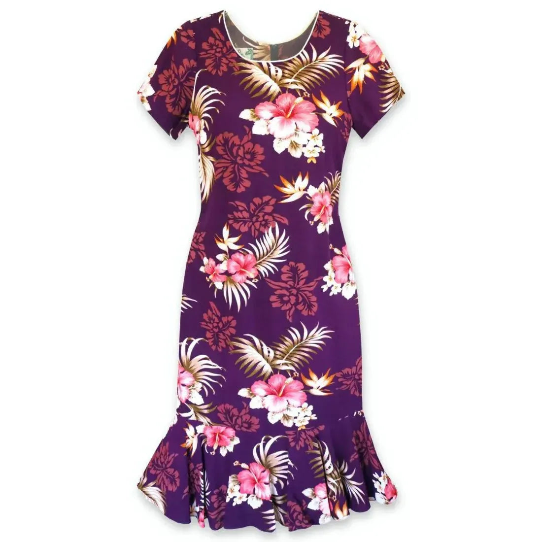 Passion Purple Laka Hawaiian Midi Dress for Summer L / Purple