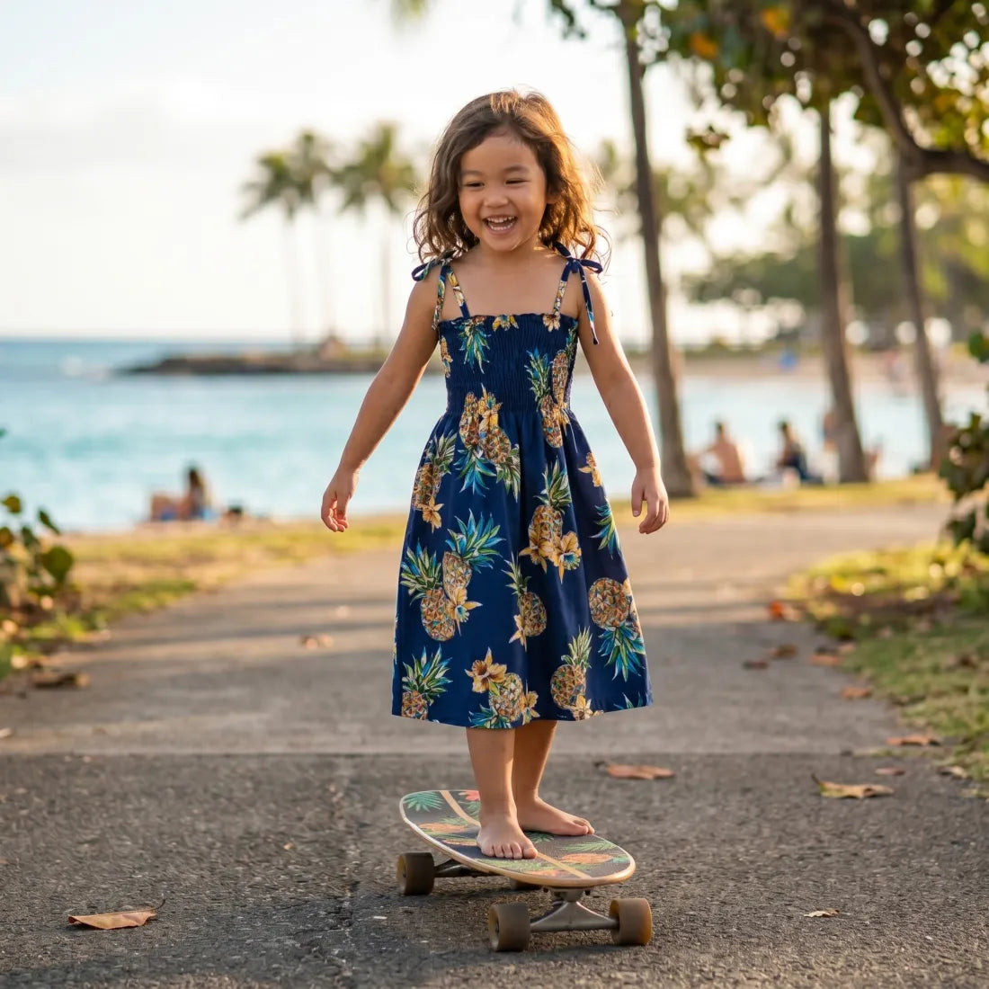 Pineapple Blue Sunkiss Hawaiian Girl Dress for Kids L (10