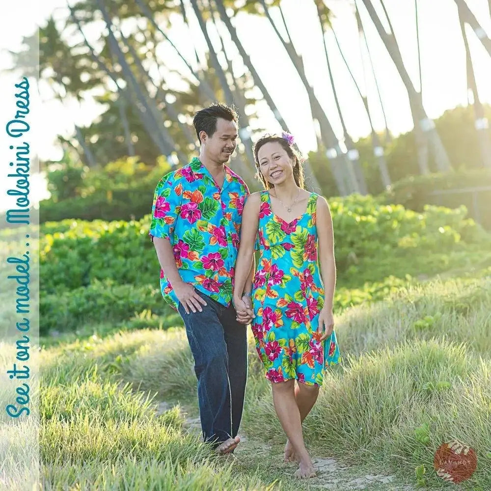 Poipu Blue Molokini Hawaiian Dress Made in Hawaii