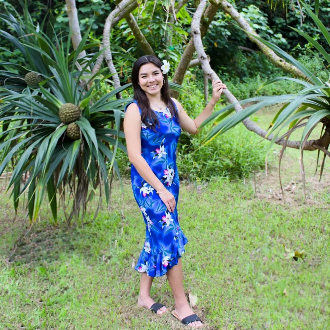Poipu Blue Naniloa Hawaiian Dress for Island Elegance – Lavahut