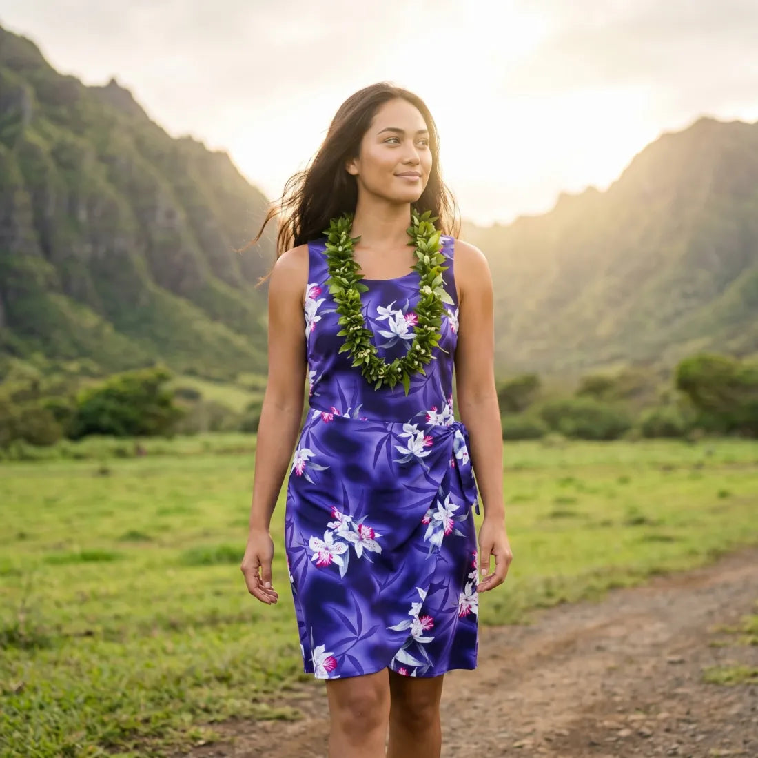 Poipu Purple Honi Hawaiian Dress in Vibrant Print 2XL / Purple