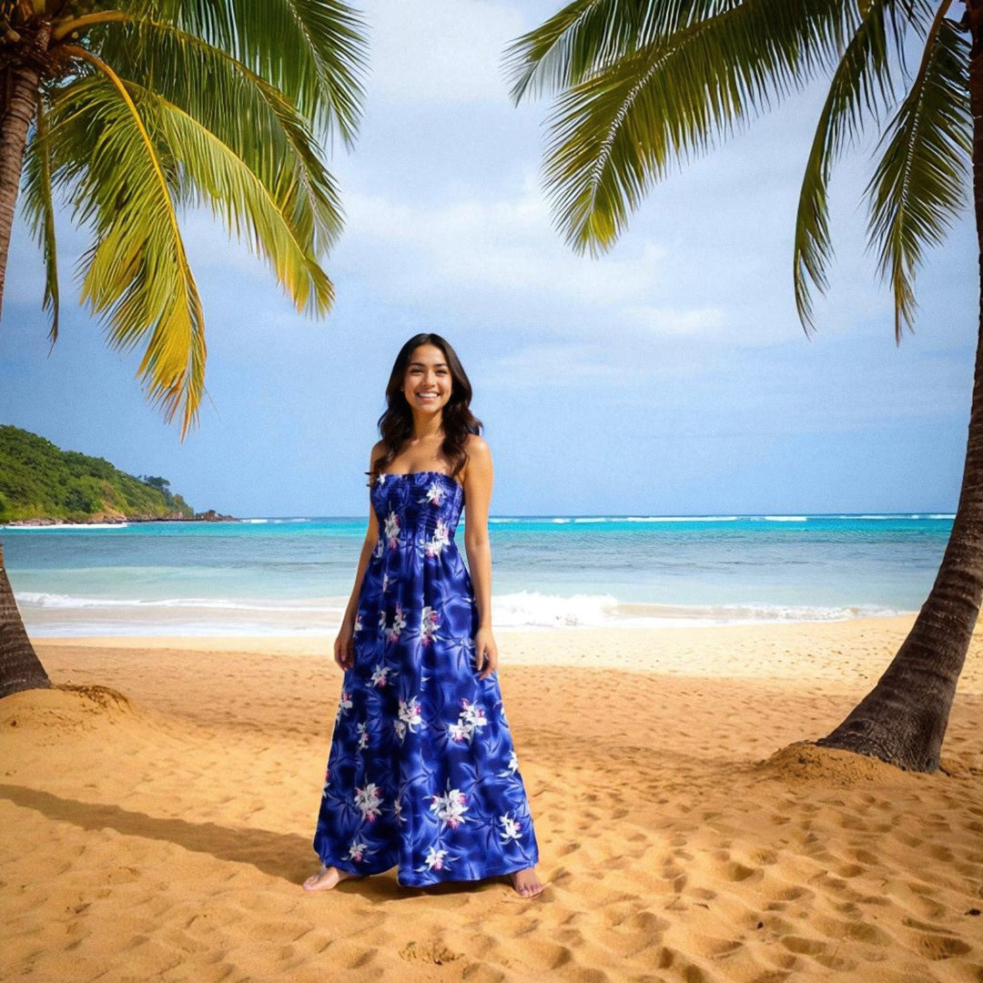 Poipu Purple Maxi Hawaiian Dress - Made in Hawaii