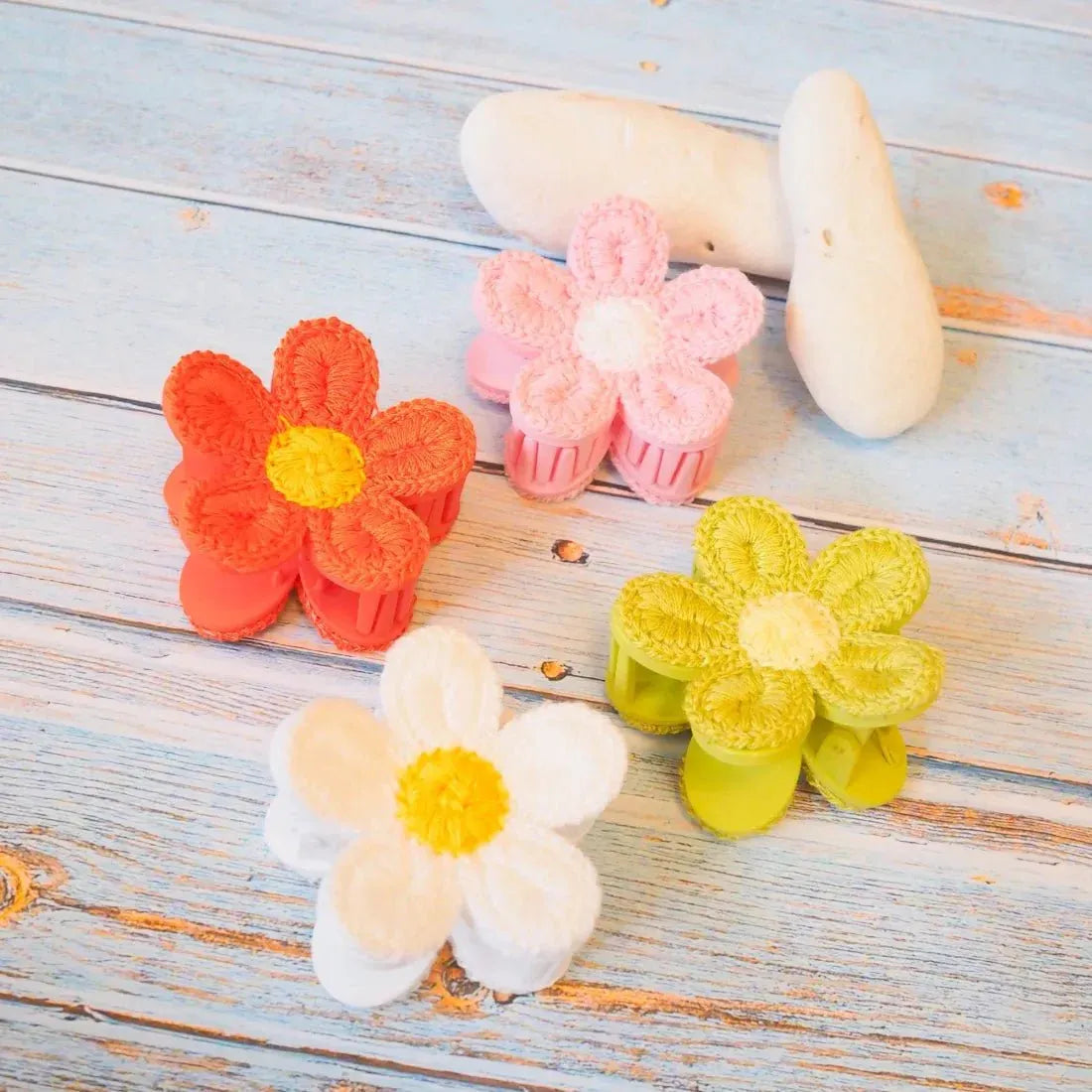 Pink Flower Hair Claw with Sunburst Orange Touch – Lavahut