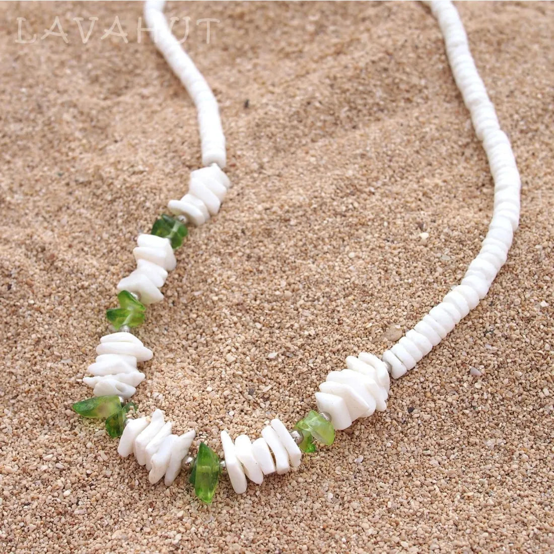 Puka Gem Green Hawaiian Necklace - Made In Hawaii